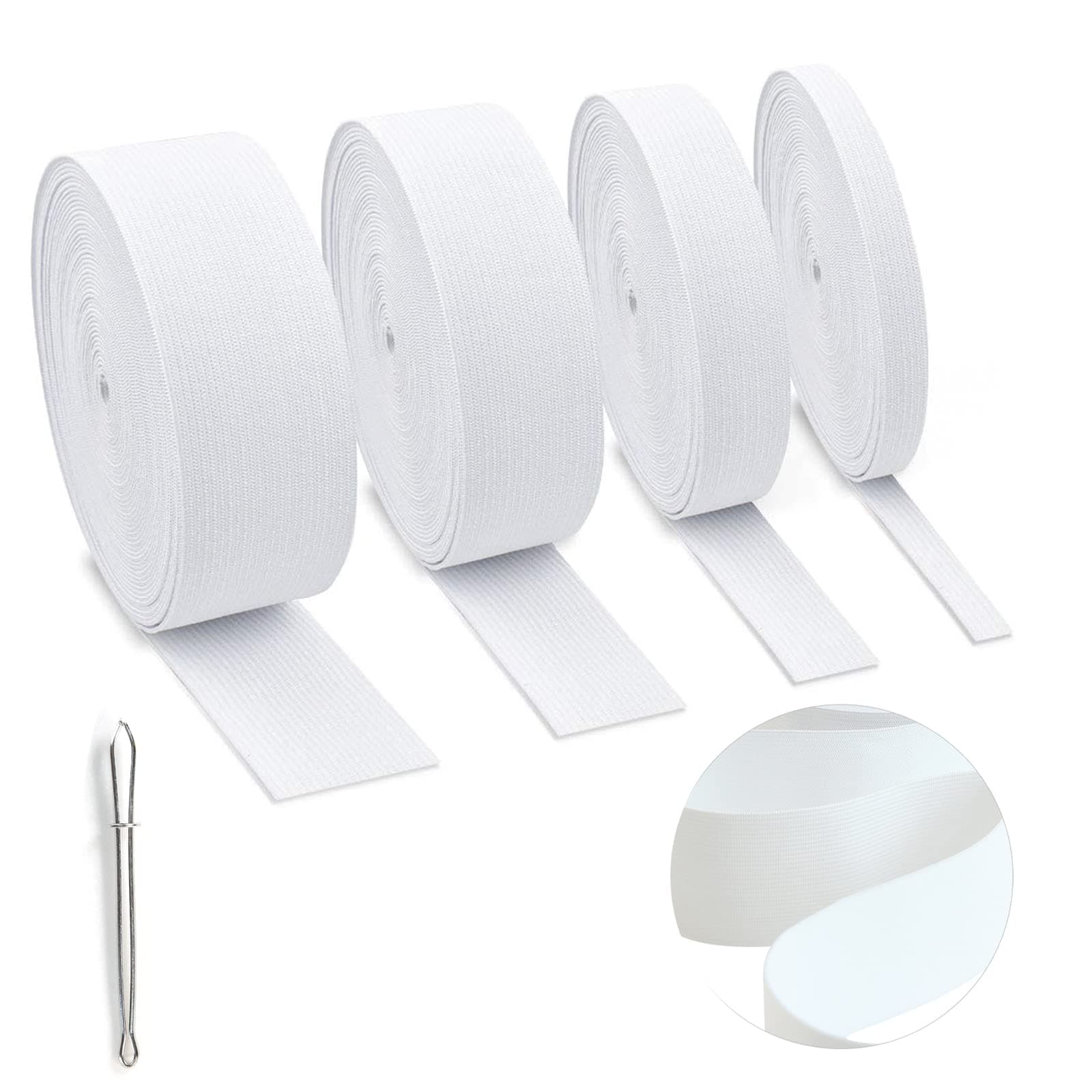 4 Rolls Elastic for Sewing White