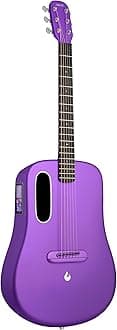 - ME 4 Acoustic Electric Guitars Carbon Fiber Travel Smart Audio Guitar with 3.5 inch TouchScreen, HILAVA 2.0 System, Right-handed, FreeBoost 3.0, Airflow Bag (36INCH Purple)
