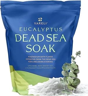 Magnesium Flakes, 5lb Eucalyptus, Dead Sea Bath and Foot Soak, Alternative to Epsom Salt with Over 250,000mg of Magnesium Chloride Per Bag