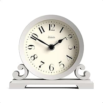 Jones Clocks® Saloon Mantel Clock - Traditional/Classic Design - Bedroom Clock - Living Room Clock - Office Clock - Mantel Clock - Desk Clock - Shelf Clock - Small Clock (Cloud Grey)