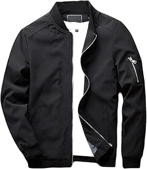 Men's Slim Fit Lightweight Softshell Flight Bomber Jacket Coat