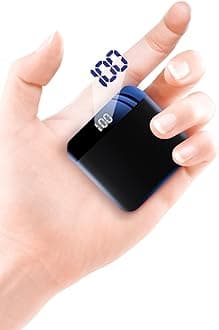 20000M Mini Power Bank 10000mAh,Smallest and Lightest External Battery Pack,Ultra-Compact High-Speed Charging Technology Portable Charger USB-C for iPhone, Samsung Galaxy and More (Black)