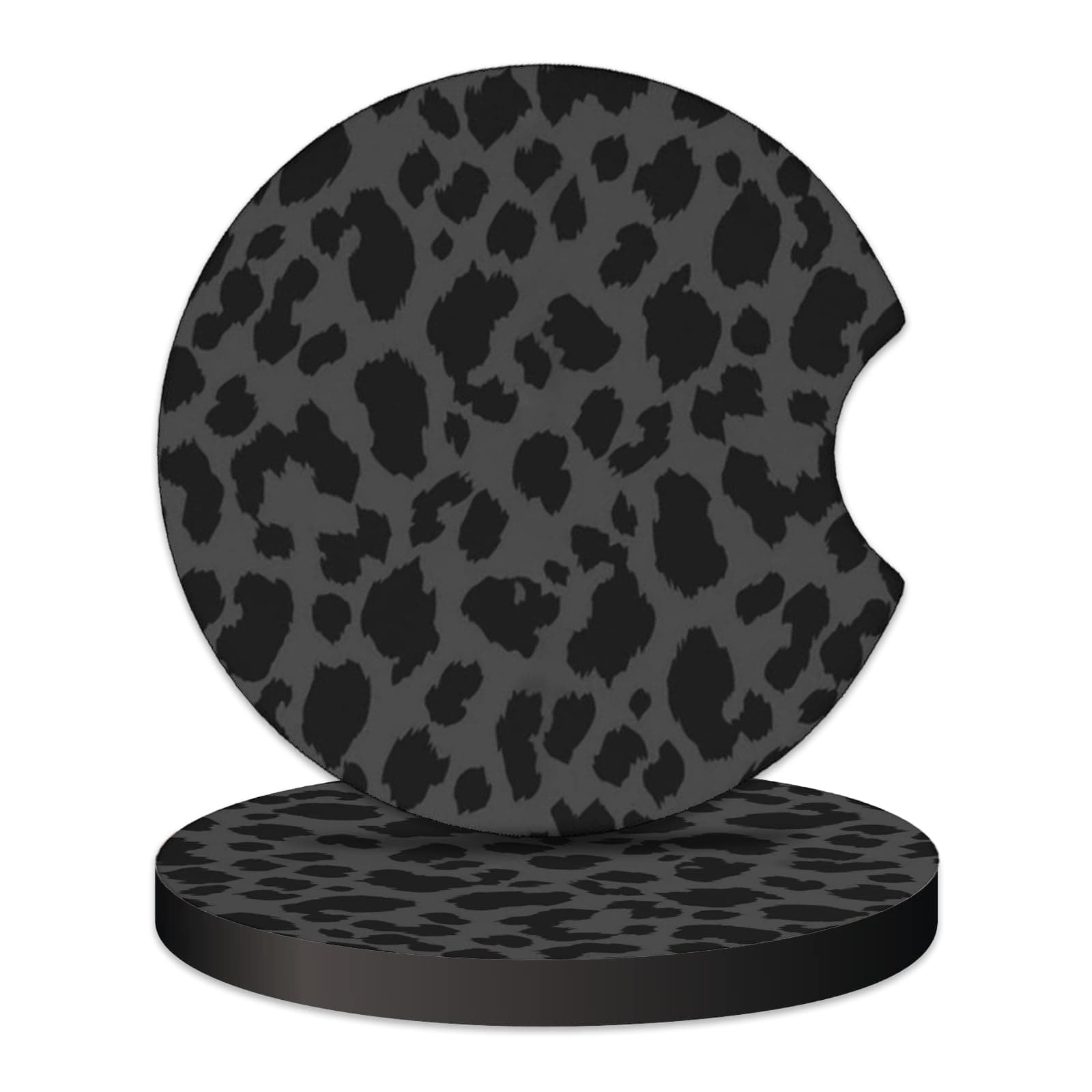 2 Pcs Car Cup Coasters, Black Leopard Print Universal Non-Slip Rubber Car Coasters for Cup Holders 2.75 inch, Car Interior Accessories for Women