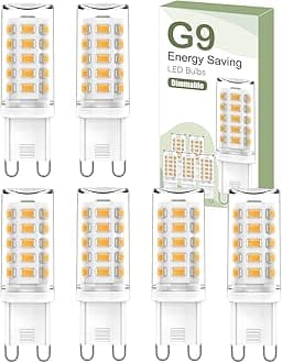G9 LED Bulbs Dimmable, 3000K G9 LED Bulbs Warm White Dimmable, 5W 560LM, Energy Saving G 9 Bulb Equivalent to 40W Halogen Bulb, No Flicker AC 220-240V for Chandelier, 6 Counts