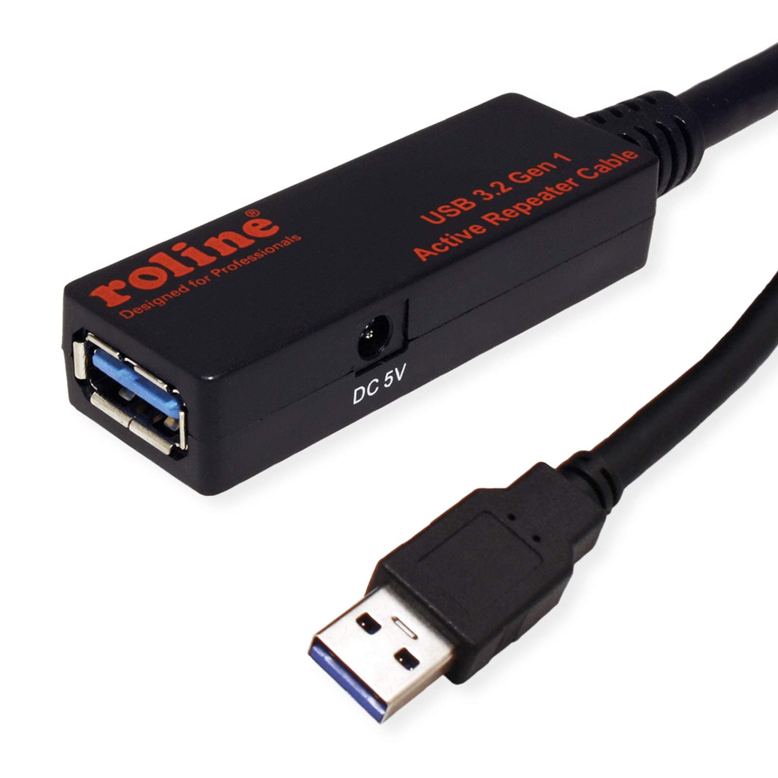 RolineUSB 3.2 Gen 1 Active Repeater Cable, Black, 20 m