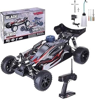 1/10 Nitro RC Car for Adult 70KM/H 2.4G Two-Speed Nitro Gas Power Remote Control Vehicle 4WD FC18 Gasoline Engine Drift Crawler Petrol Engine Hobby Truck Nitrogen Drive Model (Black)