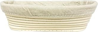 eoocvt11 inch Oval Long Banneton Brotform Bread Dough Proofing Rising Rattan Handmade Basket with Linen Liner Cloth - 28 x 14 x 8cm