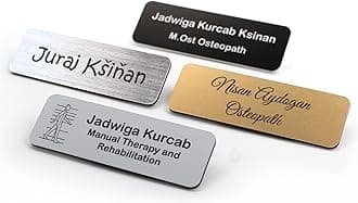Personalised Premium Name Badge Staff ID Tag with Pin | Design Your Custom Badge | Laser Engraved (Black)