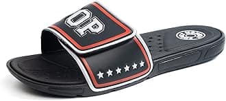 FUNKYMONKEYMen's Slide Sandals with Adjustable Upper and Comfort Quick-Dry Footbed Beach Shower Slippers