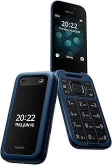 Nokia 2660 Flip Feature Phone with 2.8" display, 4G Connectivity, Hearing Aid Compatibility (HAC), built-in camera, MP3 player, wireless FM radio and classic games (Dual SIM), Blue