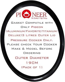 Pioneer Rubber/Nitrile/Seal/Rin/Belt Black Gasket Compatible For Pigeon Aluminium Deluxe, Favourite, Special, 3 Litres Outer Lid Pressure Cooker (Pack of 1)