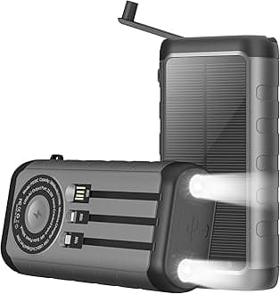 Solar Charger, 59800mAh Portable Power Bank for All Phones, Outdoor Waterproof Battery Pack Built in Hand Crank, 15W Wireless Charger 6 Outputs & 3 Inputs/LED Flashlights, Perfect for Camping Travel