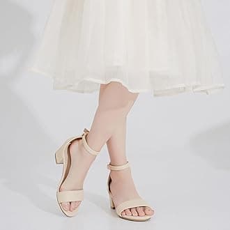 Girls High Heels Sandal for Girls Open Toe Ankle Buckle Strap Dress Shoes for Little Big Kids in Wedding Party Block Chunky Pump Sandals