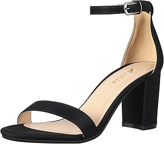 AnkisNude Black Silver Gold Heels for Women Open Toe Ankle Strap Chunky Heel Pump Sandals Party Wedding Strappy Buckle Sandals Standard Size 2.75 Inches Tall Thick Heel Design