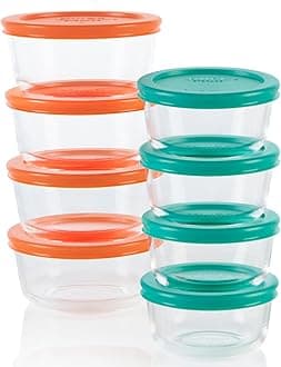 Simply Store (8-Pack) Small Glass Food Storage Containers Set, (1 & 2 Cup) Meal Prep Containers With Plastic BPA-Free Lids, Dishwasher & Microwave Safe