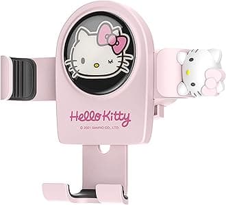 Cute Phone Mount for Car, Pink Cat Air Vent Clip Car Phone Holder Mount Fit for All Cell Phone, Pretty Car Accessories for Women and Girls