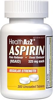 HealthA2Z® Aspirin 325mg, Uncoated Tablets, Original Strength, Pain Reliever, Fever Reducer, 300 Tablets