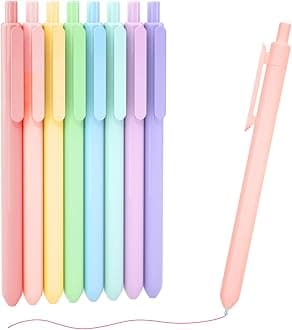 Shuttle Art Gel Ballpoint Pen, Set of 8 Colors, 0.5mm, Retractable Ultra Fine Gel Pen, Bustel Color, Quick Drying, Durable, Comfortable to Write, Notebook, Graph, Sketch, Office Use, Writing