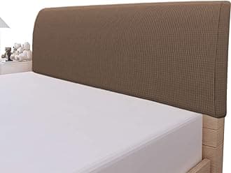 Easy-Going Stretch Bed Headboard Cover,Small Square Jacquard Headboard Slipcover, Dustproof Bed Head Cover for Bedroom (Twin,Brown)