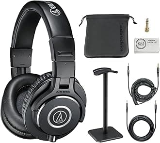 - ATH-M40x Professional Monitor Headphones Bundled with Over The Ear Headphones Stand + Cleaning Cloth (3 Items)