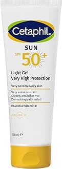 Sun SPF 50+ Gel Sunscreen| Face & Body | Men & Women | Oily and Very Sensitive Skin | Very Water Resistant | Unscented| Vit E | 100ml | Dermatologist tested & Recommended