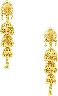 Bodha 3 Layered Traditional Gold 18K Designer Jhumka Earrings (SJ_753)