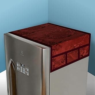 Kuber Industries Fridge Top Cover | Fridge Top Cover with Pockets | Refrigerator Top Cover for Kitchen | Fridge Top Cover with 6 Utility Pockets | 305 Fridge Top Cover | Maroon