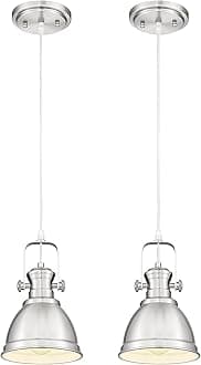 2 Pack Pendant Lights Kitchen Island, Farmhouse Hanging Lights Fixtures with Metal Shade, Rustic Kitchen Pendant Lighting Over Island for Dining Room, Brushed Nickel, AD-2151-1P2-SN