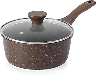 Saucepan Nonstick with Lid 2.5 Quarts Granite Coating Sauce Pot Medium Kitchen Cooking Pot, Induction Comptable, Free of Intentionally Added PFOA