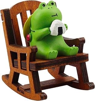 Miniature Frog Figurines Statue - Cute Frog Sculpture for Outdoor Fairy Garden and Desk Decorations - Adorable Frog Figurine Statue Decor for Plant Shelf Desk Office Bedroom(Chair)