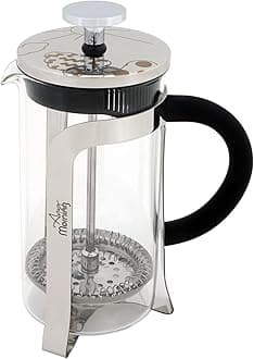Any Morning French Press Coffee and Tea Maker, Borosilicate Glass Coffee Press, Stainless Steel Filter, Durable and Heat Resistant, (Silver, 350 Ml)