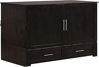 Daily Delight Murphy Cabinet Chest Bed with Charging Station & 6" Memory Foam Mattress, Queen (Java)