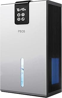 Dehumidifier, Dehumidifiers for Home, 98 OZ Water Tank, (1000 sq.ft) Quiet Dehumidifier for Basement Bedroom Bathroom with Humidity Display, Auto Shut Off, Relaxing 7 Color Ambient Light, Sliver