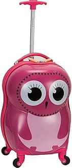 Rockland Jr. Kids' My First Luggage-Polycarbonate Hard Side Spinner, (Pink, Owl)