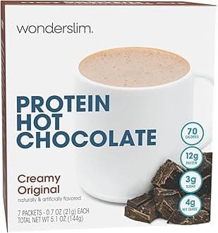 Wonderslim Protein Hot Chocolate, Hot Cocoa, Low Sugar, Low Carb, Keto Friendly & Gluten Free (7ct)
