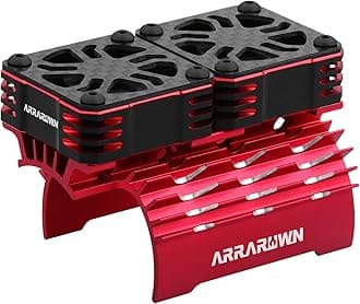 Twin Metal RC Cooling Fans 30mm 28000 RPM with Motor Heatsink-Update Parts RC Fan for 1/8 1/7 Scale RC Cars 540 3650 550 3670 Motor,Diameter Size of Brushless Motor is 36mm (Red)