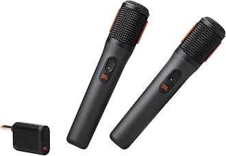 PartyBox Wireless Mic - 2X Digital Wireless Microphones, Rechargeable Battery (20hrs - 700mAh), Clear Voice, Crisp Sound, Stable 2.4GHz Connection, Compatible with All PartyBox Speakers (Black)