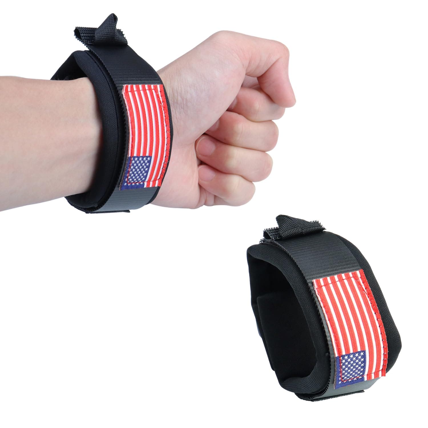 Boat Kill Switch Wrist Strap,Universal Jet Ski Lanyard Floating Wrist Replacement Adjustable Wrist Strap, Black With Us Flag