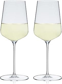 Definition Crystal White Wine Glasses, Sleek and Lightweight Design, Elegant Glassware for Wedding Gifts, Birthday Gifts, Home Bar, Hosting Essentials, 15.2 oz, Set of 2
