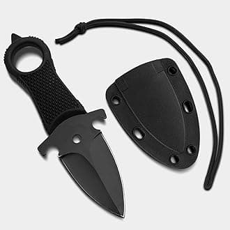 Double Edge Tactical Small Fixed Blade Knife with Kydex Sheath, 5.5" Mini EDC Neck Knife Cute Pocket Knife for Camping, Hiking, Survival, Hunting, Unique Gifts for Men