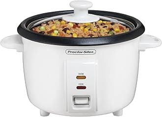 Proctor Silex Rice Cooker & Food Steamer, 8 Cups Cooked (4 Cups Uncooked), White (37534NR)