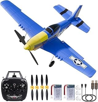 ANTSIR RC Plane, Remote Control Airplane 2.4GHZ with 6-Axis Gyro Stabilizer for Adults Beginners Boys Birthday/Xmas Gift (4CH-P51B Razorback)