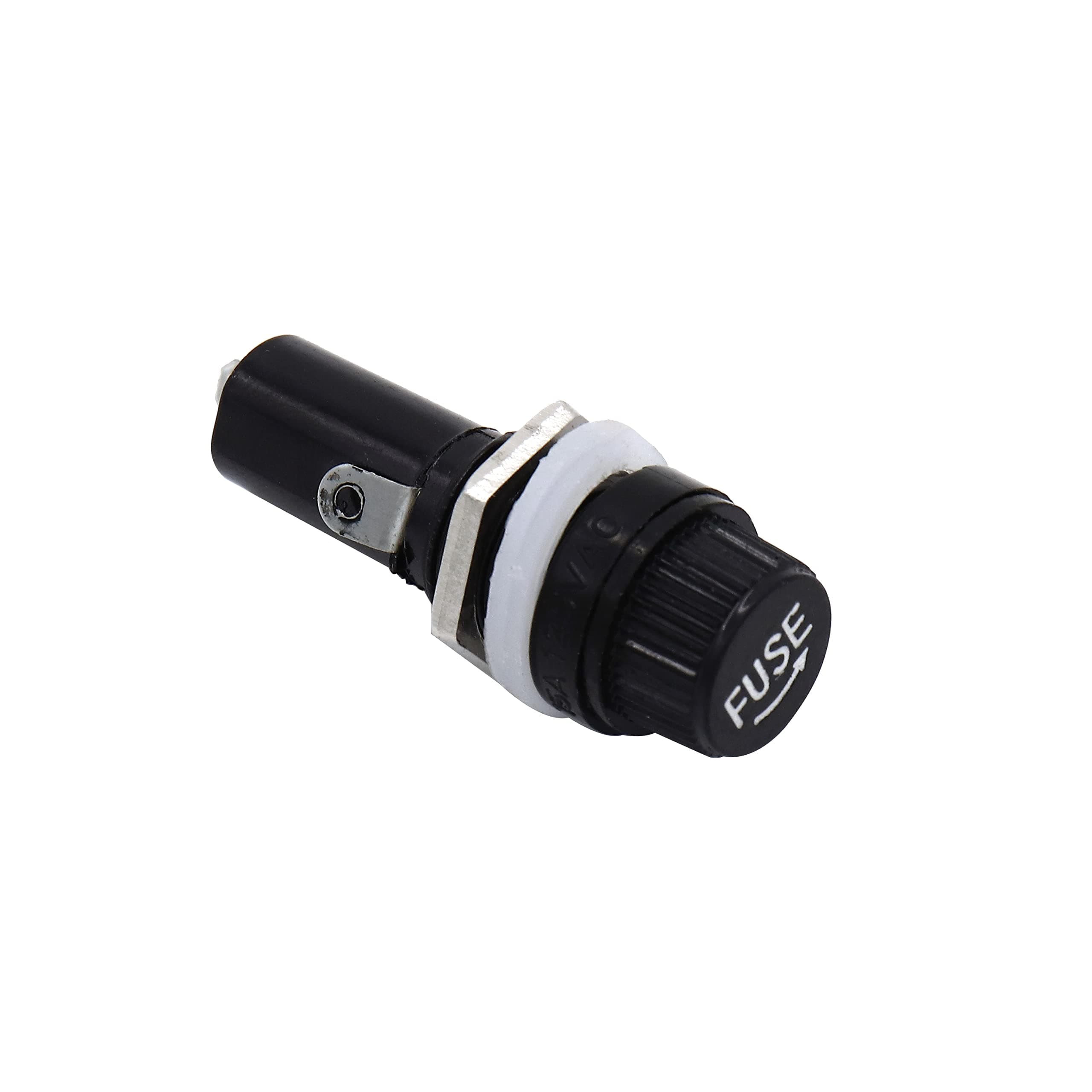 10a 250v Ac 6mm X 30mm Black Electrical Panel Mounted Screw Cap Cartridge Fuse Holder Pack of 2pcs