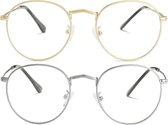 Kursan Classic Round Metal Clear Lens Glasses for Women Men Circle Frame Non-Prescription Eyeglasses