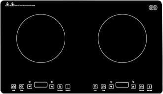 Portable Double Induction Cooktop 2 Burner Electric Cooktop, Touch Control 110V Induction Cooker with Safety Lock, Pause, Auto Shutoff Timer Setting, 9 Heating Level and Overheating Protection