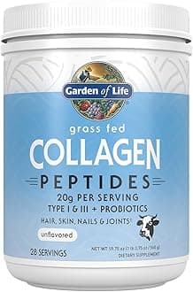 Garden of Life Grass Fed Collagen Peptides Powder Unflavored Collagen Powder for Hair Skin Nails Joints, Hydrolyzed Collagen Protein Supplements, Collagen for Women & Men, 28 Servings