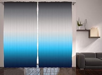 Ambesonne Ombre Curtains, Abstract Color Change Pattern Ornamental Blue Tones Open Sky Theme Design, Living Room Bedroom Window Drapes 2 Panel Set, 108" X 108", Gray and Blue