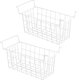 Chest Freezer Baskets 16.5 Inch, Chest Freezer Organizer Bins Metal Wire Storage Baskets with Hanging Handles for Deep Freezer, Set of 2