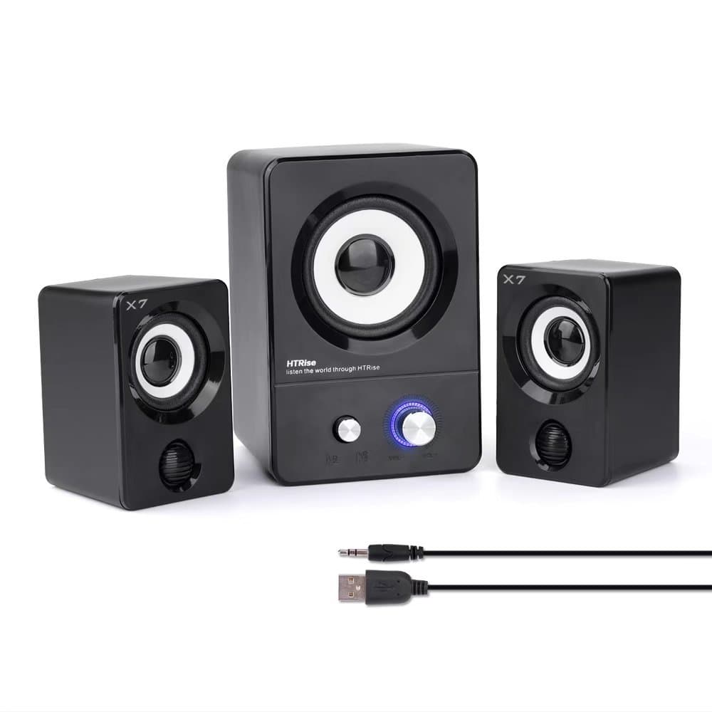 HTRise USB Powered Computer Speakers System (X7 Black) for Gaming/Music/Movies, Active Multimedia Stereo Subwoofer for Laptop/Desktop/Lenovo/HP/ThinkPad/IBM/DELL/SONY/MACFEE/SAMSUNG/ACER/Microsoft/PC