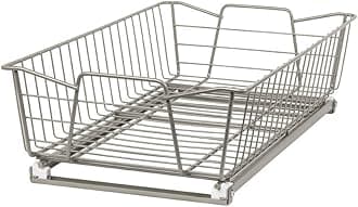 ClosetMaid Heavy Duty, Slide Out Pantry Shelves Drawers for Kitchen, Bathroom, Nickel, Epoxy coated steel, 11-Inch One Tier